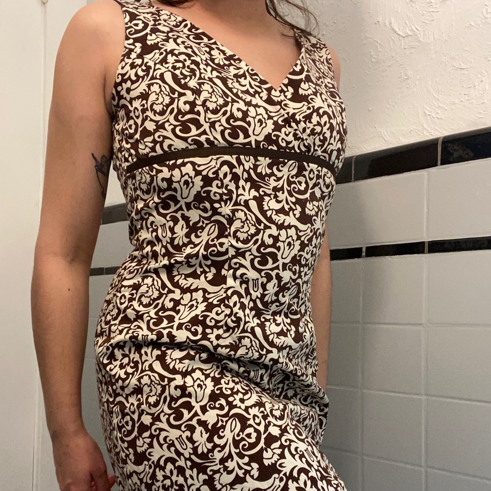 Mosaic Brown and White Y2K Dress